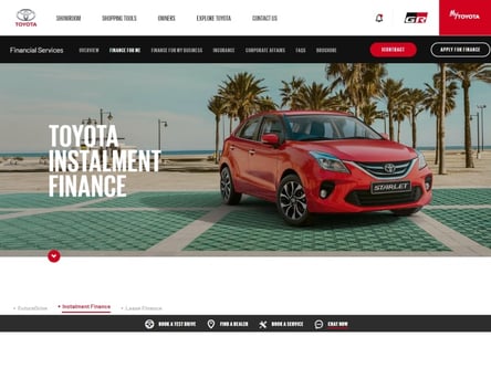 Toyota Financial Services homepage