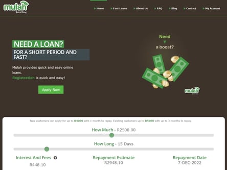 Mulah Loans homepage