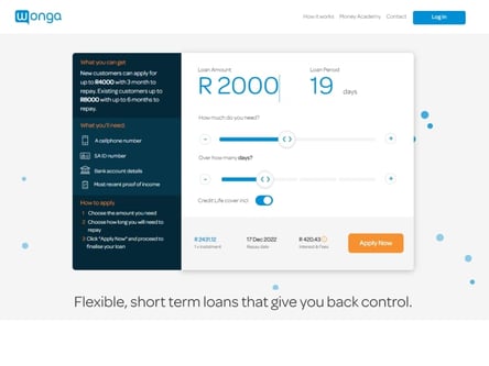 Wonga homepage