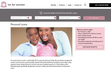 First for Women homepage