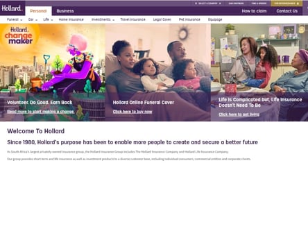 Hollard homepage